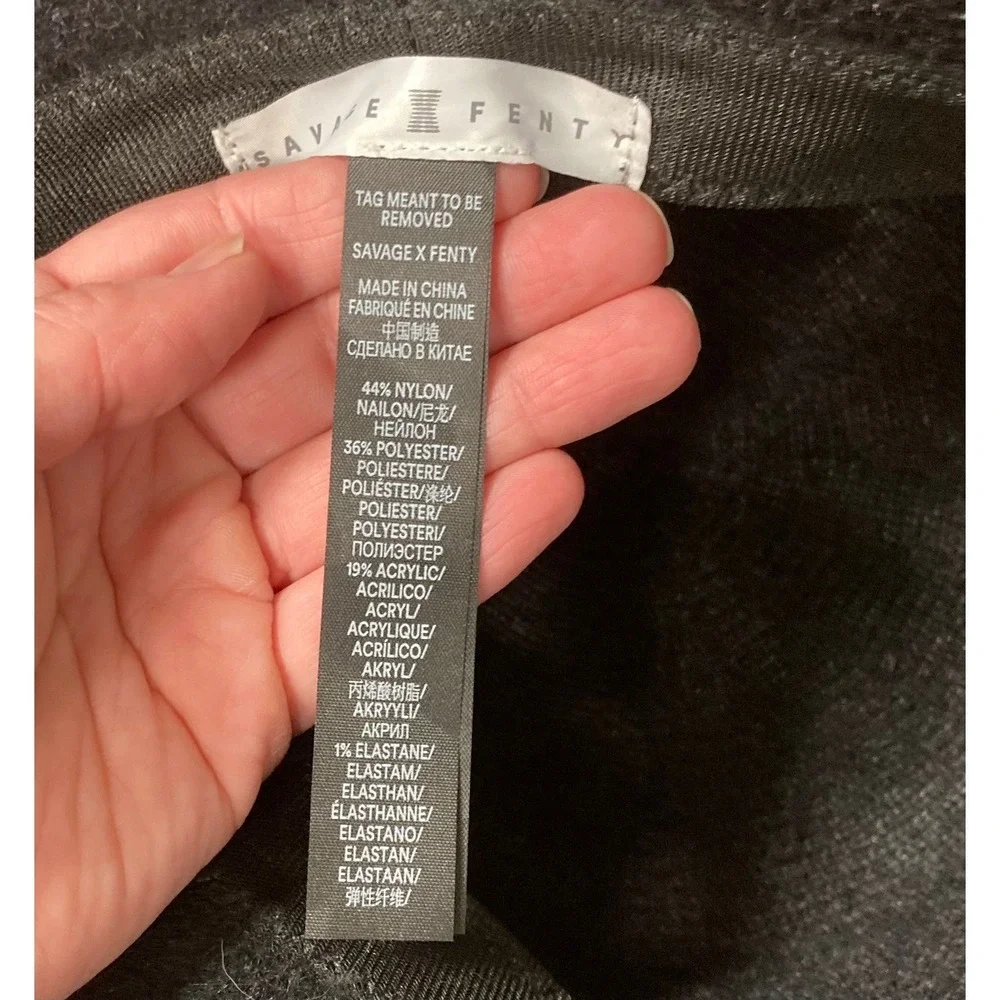 Savage X‎ Fenty Black Fuzzy Bucket Hat Eyelash Knit Logo Patch One Size